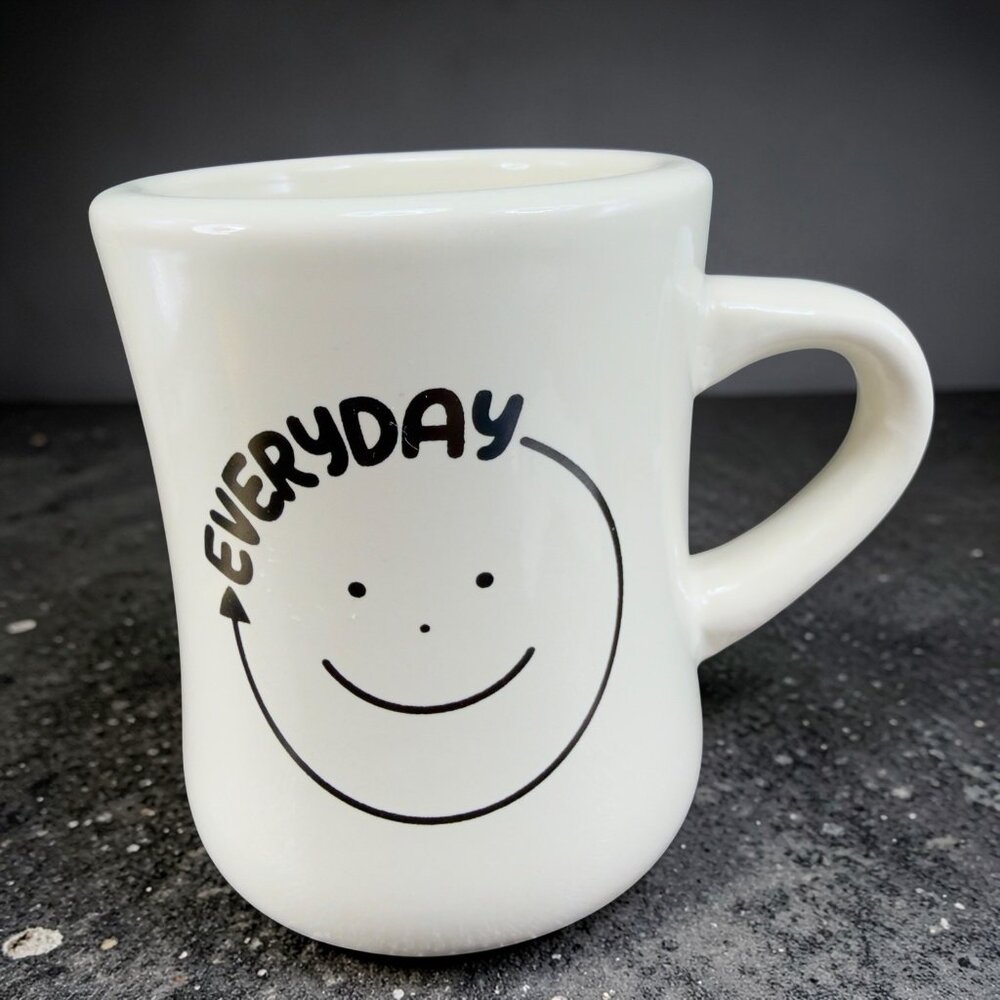Ankit Everyday Happy Face Thick Coffee Mug Cup 11oz Stoneware Restaurant Ware
